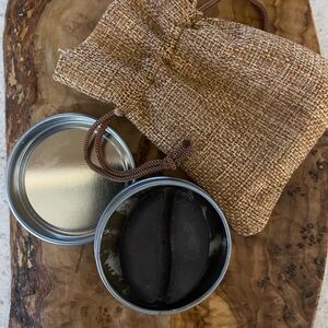 New aromatherapy, coffee bean tin with burlap bag. Unique gift, coffee decor 2”.